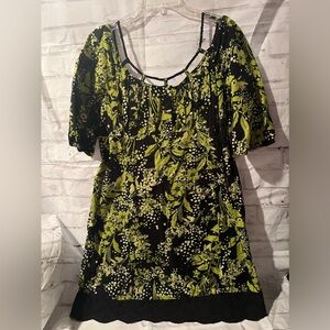 Green & Black Floral Summer Dress